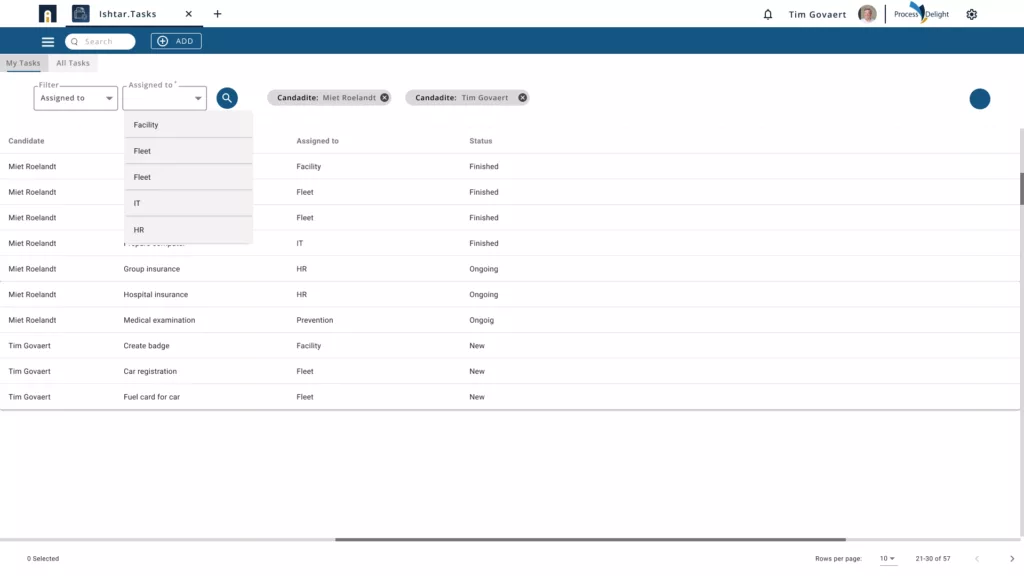 Tasks onboarding